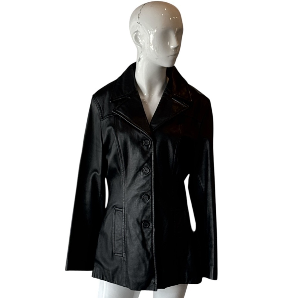 Wilsons Pelle Studio Classic Black Leather Jacket Size Medium